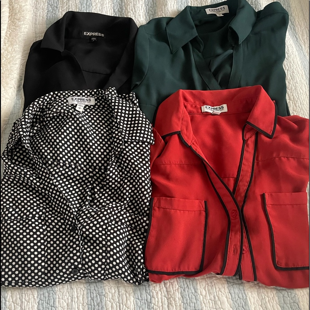 4 Express long sleeve Portofino blouses